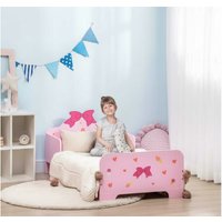 Pink Princess Toddler Bed Frame with Guardrails - MDF Kids Bed, 143x74cm, Age 3-6 | Wowcher