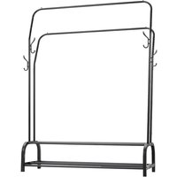 Double-Rod Metal Clothes Rack with Shelf and Four Side Hooks | Wowcher