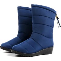 Black Women's Waterproof Winter Snow Boots - Plush Lined, Anti-Skid, Adjustable Fit | Wowcher