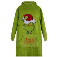 Unisex Black PRICE DROP! Official Grinch Oversized Sherpa Fleece Blanket Hoodie - Cosy, Fun, and Family-Friendly Loungewear | Wowcher