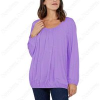 Unisex DENIM BLUE - XL-XXL: RUCHED NECK LONG SLEEVE LOOSE FIT TOP from Want Clothing | Wowcher