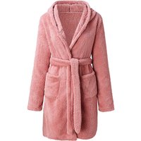 Black Women's Lightweight Fleece Hooded Bathrobe - Soft, Versatile Loungewear for Summer Comfort | Wowcher
