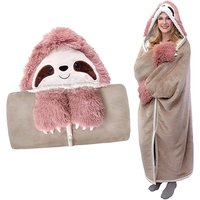 Unisex PINK FLAMINGO / -:A fluffy animal hooded blanket | Wowcher