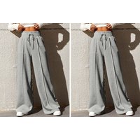UK14 / GREY: Women's High-Waisted Flared Pants with Pockets | Wowcher