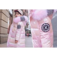 Unisex Children's winter parka jacket with fur hood, 11-12y, pink | Wowcher