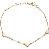 Elk & Bloom Glistening Gold Tiny Heart Bracelet - Adjustable Sterling Silver Charm Bangle, Gold Plated, 14.5-18cm | Wowcher
