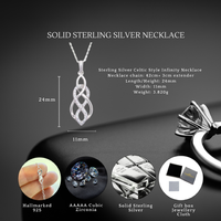 Sterling Silver Celtic Pendant Necklace - S925 Hallmark, Adjustable Chain, Cubic Zirconia Accent | Wowcher