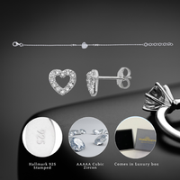 Gold-Plated Sterling Silver Heart Jewellery Set - 2-Piece Bracelet & Earrings with Cubic Zirconia | Wowcher