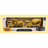 Children's 2pc Pull Back Construction Vehicles STEM Building Set - Excavator & Mixer, Ages 3+, Educational Toy | Wowcher