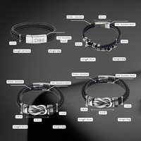 Personalised Engraved Black Leather Dad Bracelet - Adjustable, Genuine Leather Gift | Wowcher