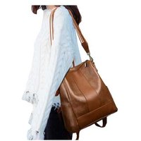 Women's Black Vegan Leather Convertible Backpack Handbag - Anti-Theft, Multi-Compartment, Fluffy Ball Charm | Wowcher
