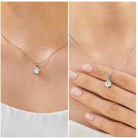 Moissanite Round Cut Solitaire Pendant Necklace in 925 Sterling Silver - Hypoallergenic, Gift Boxed, Five Styles | Wowcher