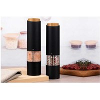 2Pcs Electric Salt & Pepper Grinders - Stainless Steel, Adjustable Coarseness, LED Light, Battery-Powered | Wowcher