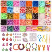 Colourful Rubber Loom Bands Multi-Piece DIY Bracelet Making Set - 2500 Bands, Charms & Organiser - Kids Craft Kit | Wowcher