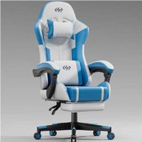 EcoFurnix Ergonomic Office Chair with Massage Lumbar & Adjustable Footrest - Modern Blue, Multi-Scenario Support | Wowcher