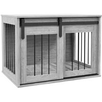 Luxury Dog Crate Furniture with Cushion - Large Breed, 80cm, Grey - Stylish Multi-Functional Dog Kennel | Wowcher