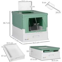 Hooded Cat Litter Box with Scoop - Modern Space-Saving, Dual Entry, Easy Clean, 47.5cm | Wowcher