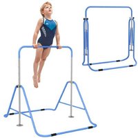Kids Gymnastic Bar Ages 3+, Adjustable Height, Foldable, Indoor Active Play Equipment - Blue - Safe, Sturdy, Active Fun | Wowcher