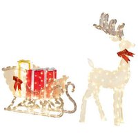 Pre-Lit Outdoor LED Christmas Reindeer & Sleigh Display - 337 Warm White Lights, Large Weatherproof Festive Decoration | Wowcher