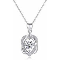 Rhodium Plated Linked Heart Crystal Pendant Necklace - Adjustable Chain, Gift Boxed, Minimalist Jewellery | Wowcher