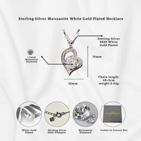 Sterling Silver Heart Pendant Necklace with 1ct Moissanite - Hypoallergenic, Gift Ready, Solid Silver Chain | Wowcher