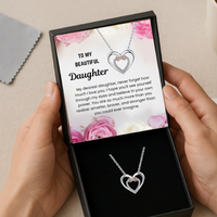Rhodium Plated Interlocking Crystal Heart Pendant Necklace - Adjustable Chain, Hypoallergenic, Cubic Zirconia, Gift Box | Wowcher