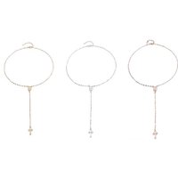 3PCS Minimalist Cross Madonna Pendant Necklace Set for Women - Gold, Silver & Rose Gold Chains, Adjustable Zinc Alloy | Wowcher