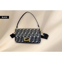 Unisex Black Designer Baguette Leather Crossbody Bag | Wowcher
