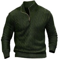 Men's Cable Knit Quarter-Zip Sweater - Soft Knit, All-Season, Smart-Casual | Wowcher