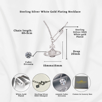 S925 Sterling Silver Diamante Orb Pendant Necklace - Adjustable, Hypoallergenic, Sparkling Cubic Zirconia Chain | Wowcher