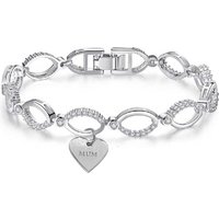 Sterling Silver Infinity Crystal Bracelet - Personalised, Adjustable, Gift-Ready, 18.5cm | Wowcher