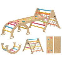 8-in-1 Montessori Climbing Triangle Play Gym with Slide - Multicolour - Ages 1-6 - Indoor/Outdoor, Motor Skills, Creative Play | Wowcher
