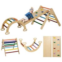 5-in-1 Montessori Toddler Climbing Frame with Slide & Arch - Indoor STEM Activity Toy, Multicolour, Ages 18-48 Months | Wowcher