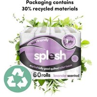 Splesh Lavender Delight 3-Ply Quilted Toilet Tissue - Extra Soft, Eco-Friendly, Lavender Scented, Bulk Pack (60 or 120 Rolls) | Wowcher