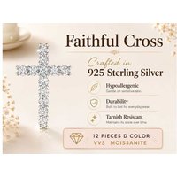 Hypoallergenic 1.20ct Moissanite Diamond Cross Pendant Necklace in Sterling Silver for Women | Wowcher