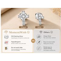925 Sterling Silver Hypoallergenic Cross Stud Earrings - Moissanite Diamond, Unisex, 2-2.5mm | Wowcher