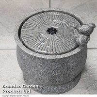Granite Effect Garden Birdbath Water Feature Ornament - Outdoor Patio Decor with Two Birds | Wowcher