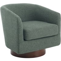 360° Swivel Barrel Accent Armchair with Linen Upholstery | Wowcher