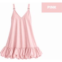Women's Pink - M: Pleated Ruffle Strap A-Line Mini Dress | Wowcher