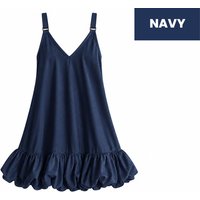Women's Navy - 2XL: Pleated Ruffle Strap A-Line Mini Dress | Wowcher