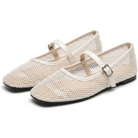 Black Women's Lace Mesh Ballet Flats with Square Toe | Wowcher