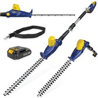 Terratek 20V Cordless Hedge Trimmer 2.4m Long Reach Telescopic Pole Cutter - Battery And Charger Included, Grey