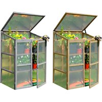 Samuel Alexander Wooden Mini Greenhouse Cold Frame - Small Greenhouse Grey H120 x W69 x D49cm, Grey