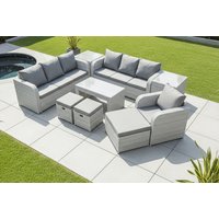 10-Seater Rattan Outdoor Garden Furniture Set with Recliner & Coffee Table | Wowcher