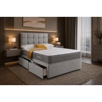 Plush Divan Bed with Memory Foam Hybrid Mattress - 4 Colours | Wowcher