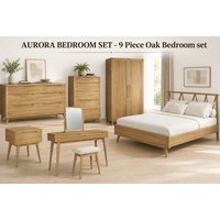 AURORA 9 Piece Oak Bedroom Set for Timeless Style & Organization | Wowcher
