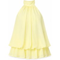 Burgundy/UK16: Elegant Chiffon Halter Neck Mini Dress for Women with Ruffle Hem | Wowcher