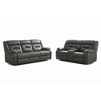 Miami Grey Leather Sofa Set - Contemporary 3+2 Electric Recliner | Wowcher