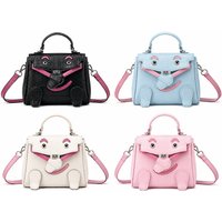 Unisex Black Imitation Crocodile Pattern Smiling Face Crossbody Bag | Wowcher