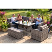 9-Seater Grey Rattan Corner Sofa, Armchair, Bench & Dining Table Set | Wowcher